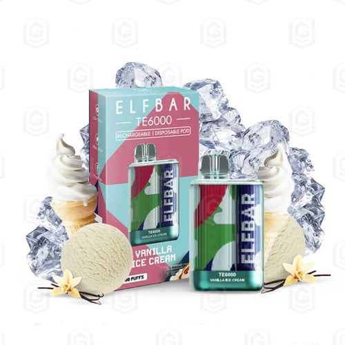 پاد یکبار مصرف بستنی وانیلی کمپانی اِلف بار (6000 پاف، باتری قابل شارژ) | ELFBAR TE6000 Puffs VANILLA ICE CREAM Disposable Vape